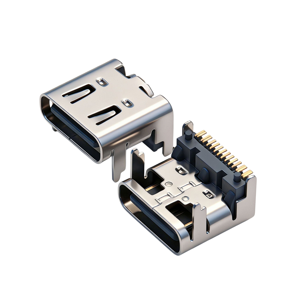 Type-C母座16p垫高加高0.5-1.0-1.6-1.9mm中心距2.1-2.6-3.2-3.5mm