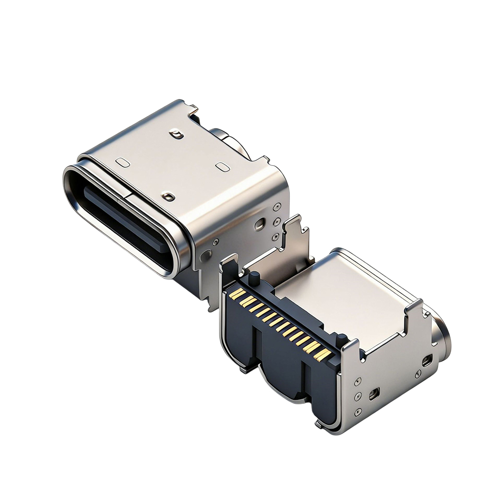 Type-C母座16p垫高中心距4.58-5.9-6.96mm加高3.0-4.3-5.4mm