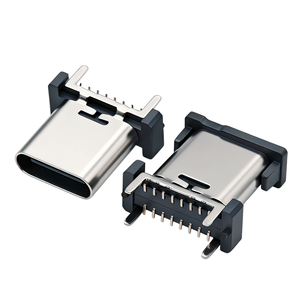 Type-C母座16p立贴10.0-10.5-11.0mm中间柱四脚插板