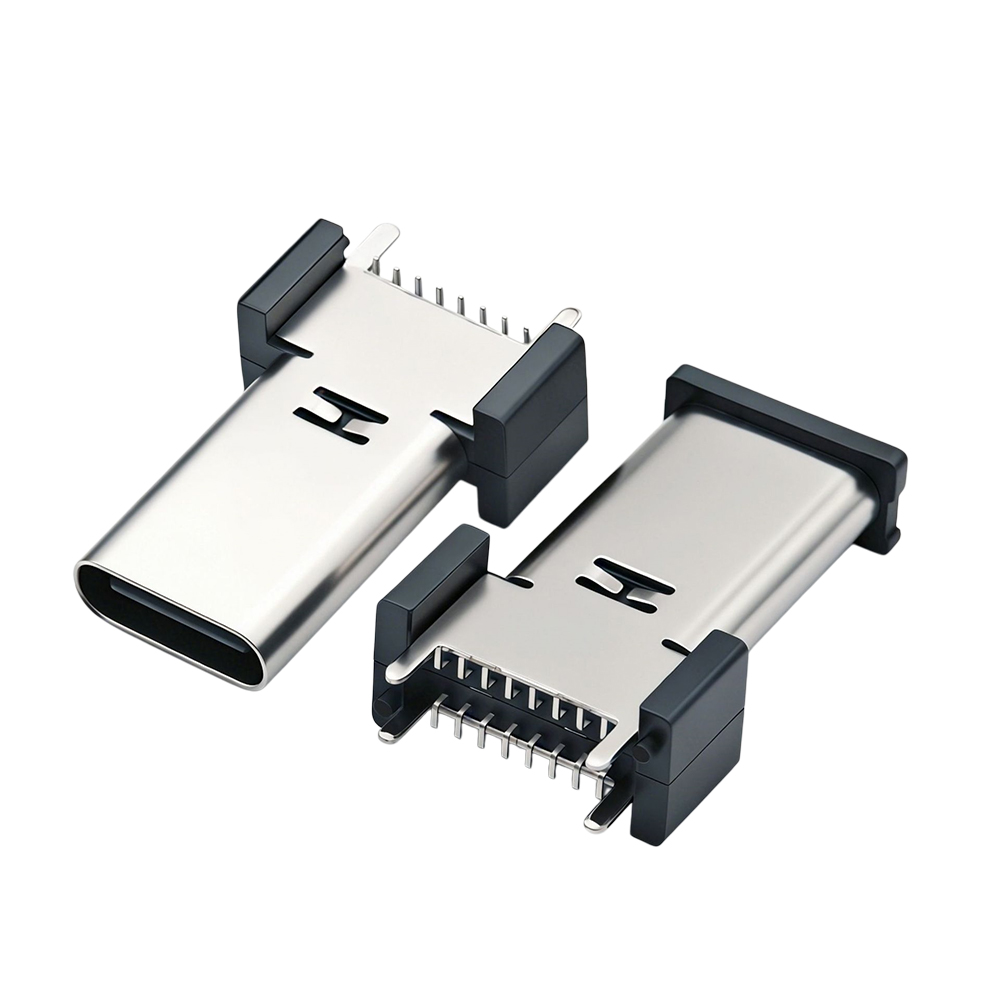 Type-C母座16p立贴16.5-17.5-18.5mm斜柱四脚插板